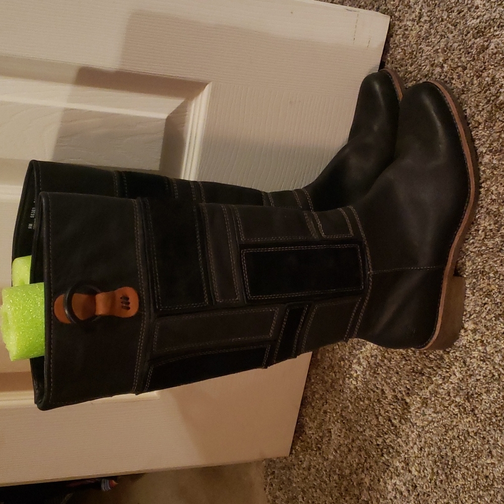Timberland Womens Stephania Patchwork Limited Addition Tall Black Boots sz 9
